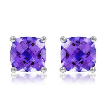 Cushion Amethyst Earrings 14KT Gold