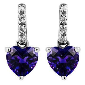 Heart Gemstone Earrings with Diamond Accent White Gold Heart Gemstone Earrings with Diamond Accent White Gold