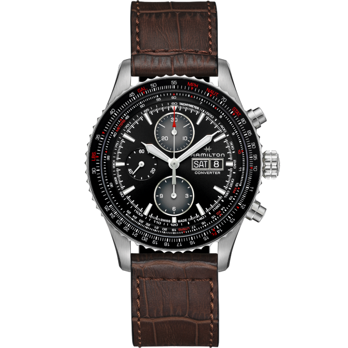 Khaki Aviation Black Dial 44MM Converter Automatic Chrono  H76726530