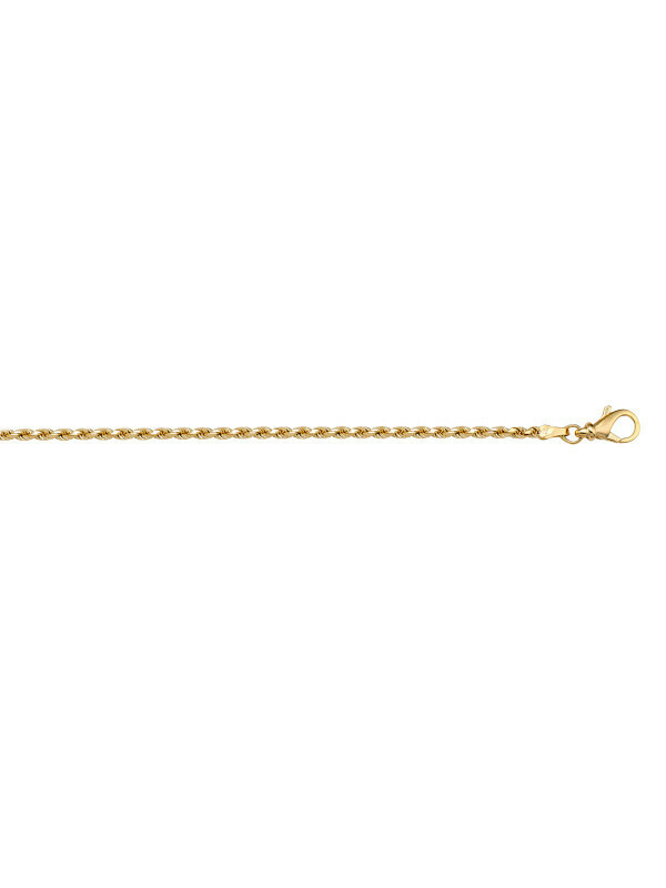 Yellow Gold Solid Diamond Cut Rope Anklet 10KT