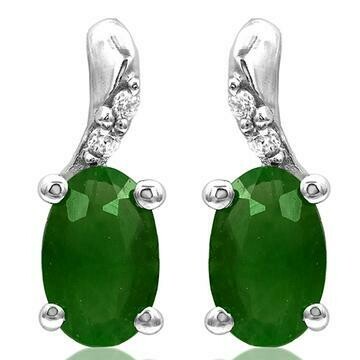 Oval Emerald Earrings with Diamond Accent 14KT Gold Oval Emerald Earrings with Diamond Accent 14KT Gold