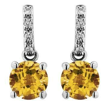 Citrine Earrings with Diamond Accent 14KT Gold Citrine Earrings with Diamond Accent 14KT Gold