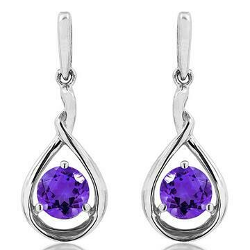 Amethyst Dangle Teardrop Earrings White Gold Amethyst Dangle Teardrop Earrings White Gold