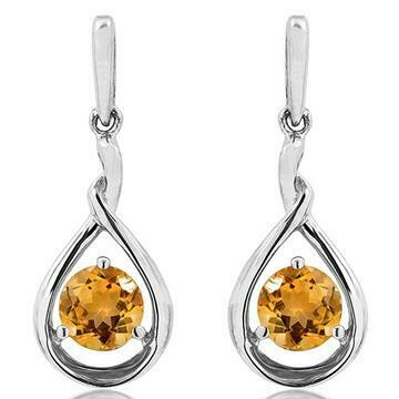 Citrine Dangle Teardrop Earrings 14KT Gold