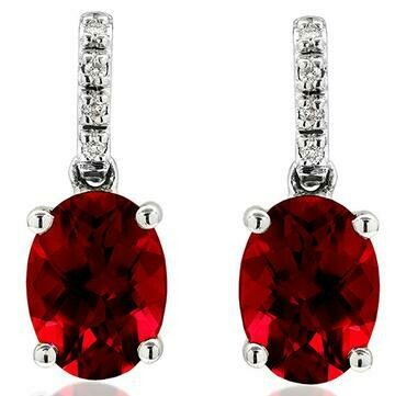 Oval Garnet Earrings with Diamond Accent 14kt Gold Oval Garnet Earrings with Diamond Accent 14kt Gold