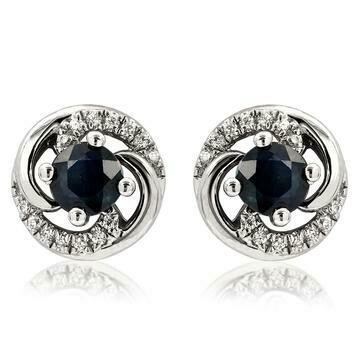 Blue Sapphire Swirl Stud Earrings with Diamond Accent 14kt Gold Blue Sapphire Swirl Stud Earrings with Diamond Accent 14kt Gold