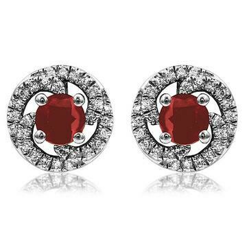 Ruby Swirl Stud Earrings with Diamond Frame 14KT Gold Ruby Swirl Stud Earrings with Diamond Frame 14KT Gold