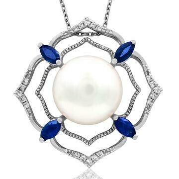 Pearl Pendant with Diamond and Gemstone Accent 14KT Gold Pearl Pendant with Diamond and Gemstone Accent 14KT Gold