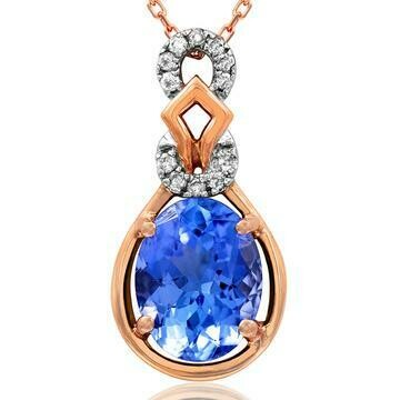Oval Tanzanite Pendant with Diamond Accent 14KT Gold