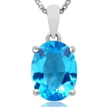 Round Blue Topaz Pendant 14KT Gold