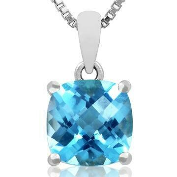 Cushion Blue Topaz Pendant 14KT Gold Cushion Blue Topaz Pendant 14KT Gold