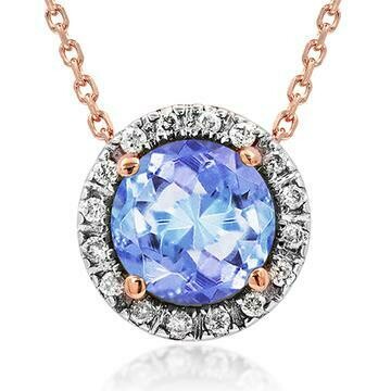 Tanzanite Pendant with Diamond Frame Rose Gold Tanzanite Pendant with Diamond Frame Rose Gold