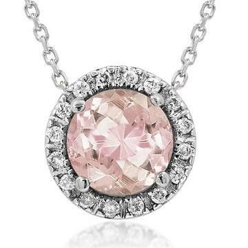 Morganite Pendant with Diamond Halo 14KT Gold Morganite Pendant with Diamond Halo 14KT Gold