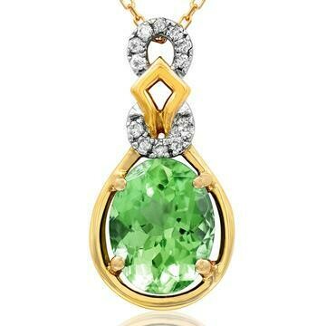 Oval Peridot Pendant with Diamond Accent 14KT Gold Oval Peridot Pendant with Diamond Accent 14KT Gold