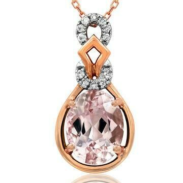 Oval Morganite Pendant with Diamond Accent 14KT Gold Oval Morganite Pendant with Diamond Accent 14KT Gold