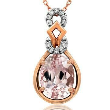 Oval Morganite Pendant with Diamond Accent 14KT Gold