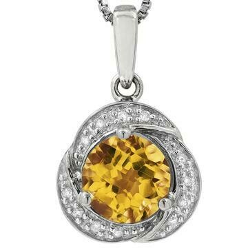 Whirl Citrine Pendant with Diamond Frame 14KT Gold Whirl Citrine Pendant with Diamond Frame 14KT Gold