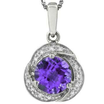 Whirl Amethyst Pendant with Diamond Frame 14KT Gold