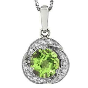 Whirl Peridot Pendant with Diamond Frame 14KT Gold Whirl Peridot Pendant with Diamond Frame 14KT Gold