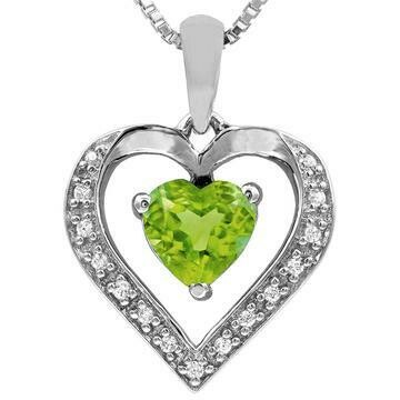 Heart Peridot Pendant with Diamond Accent 14KT Gold Heart Peridot Pendant with Diamond Accent 14KT Gold
