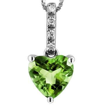 Heart Peridot Pendant with Diamond Bail 14KT Gold Heart Peridot Pendant with Diamond Bail 14KT Gold