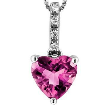 Heart Pink Topaz Pendant with Diamond Bail 14KT Gold Heart Pink Topaz Pendant with Diamond Bail 14KT Gold