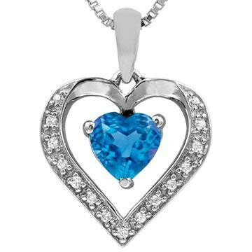 Heart Blue Topaz Pendant with Diamond Accent 14KT Gold Heart Blue Topaz Pendant with Diamond Accent 14KT Gold