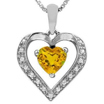 Heart Citrine Pendant with Diamond Accent 14KT Gold Heart Citrine Pendant with Diamond Accent 14KT Gold