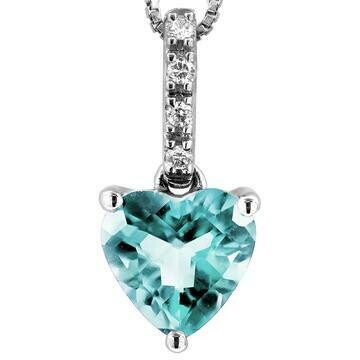 Heart Aquamarine Pendant with Diamond Bail 14KT Gold Heart Aquamarine Pendant with Diamond Bail 14KT Gold