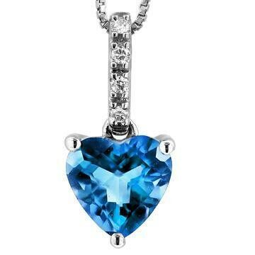 Heart Blue Topaz Pendant with Diamond Bail 14KT Gold Heart Blue Topaz Pendant with Diamond Bail 14KT Gold