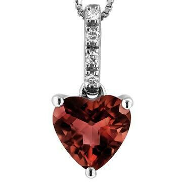 Heart Garnet Pendant with Diamond Bail 14KT Gold Heart Garnet Pendant with Diamond Bail 14KT Gold