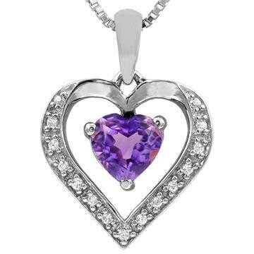 Heart Amethyst Pendant with Diamond Accent 14KT Gold