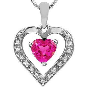 Heart Pink Topaz Pendant with Diamond Accent 14KT Gold