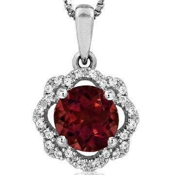 Floral Garnet Pendant with Diamond Frame 14KT Gold Floral Garnet Pendant with Diamond Frame 14KT Gold