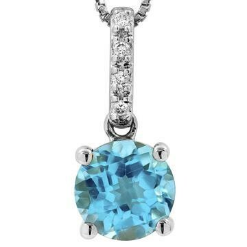 Blue Topaz Pendant with Diamond Bail 14KT Gold Blue Topaz Pendant with Diamond Bail 14KT Gold