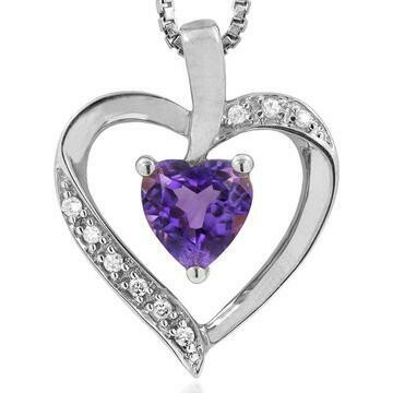 Heart Amethyst Pendant with Diamond Accent 14KT Gold