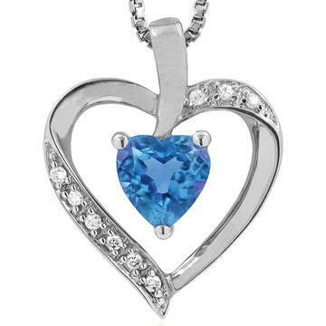 Heart Blue Topaz Pendant with Diamond Accent 14KT Gold Heart Blue Topaz Pendant with Diamond Accent 14KT Gold