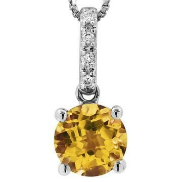 Citrine Pendant with Diamond Bail 14KT Gold Citrine Pendant with Diamond Bail 14KT Gold