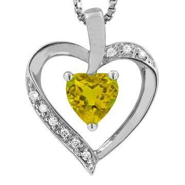 Heart Citrine Pendant with Diamond Accent 14KT Gold Heart Citrine Pendant with Diamond Accent 14KT Gold