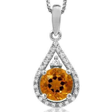 Citrine Teardrop Pendant with Diamond Frame 14KT Gold Citrine Teardrop Pendant with Diamond Frame 14KT Gold