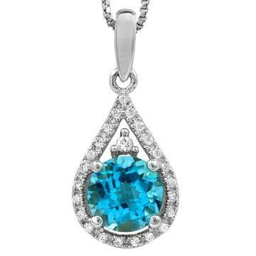 Blue Topaz Teardrop Pendant with Diamond Frame 14KT Gold Blue Topaz Teardrop Pendant with Diamond Frame 14KT Gold