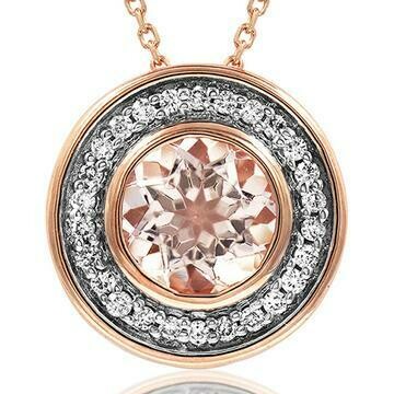 Morganite Pendant with Diamond Frame 14KT Rose Gold Morganite Pendant with Diamond Frame 14KT Rose Gold