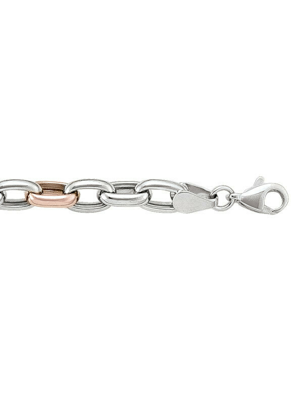 Pink And White Gold Fancy Hollow Link Bracelet 14KT