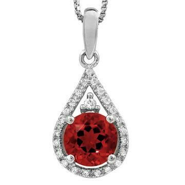 Garnet Teardrop Pendant with Diamond Frame 14KT Gold Garnet Teardrop Pendant with Diamond Frame 14KT Gold