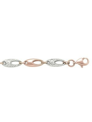 Pink And White Gold Fancy Hollow Bracelet 14KT