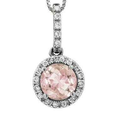 Morganite Pendant with Diamond Halo 14KT Gold Morganite Pendant with Diamond Halo 14KT Gold