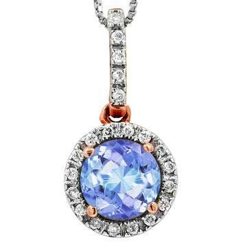 Tanzanite Pendant with Diamond Frame Rose Gold Tanzanite Pendant with Diamond Frame Rose Gold