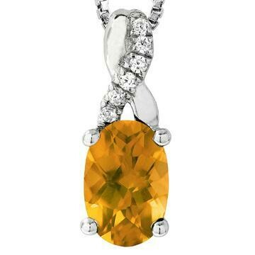 Oval Citrine Infinity Pendant with Diamond Accent 14KT Gold Oval Citrine Infinity Pendant with Diamond Accent 14KT Gold