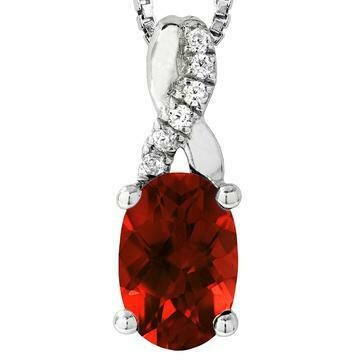 Oval Garnet Infinity Pendant with Diamond Accent 14KT Gold Oval Garnet Infinity Pendant with Diamond Accent 14KT Gold