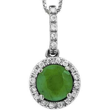 Emerald Pendant with Diamond Halo 14KT Gold